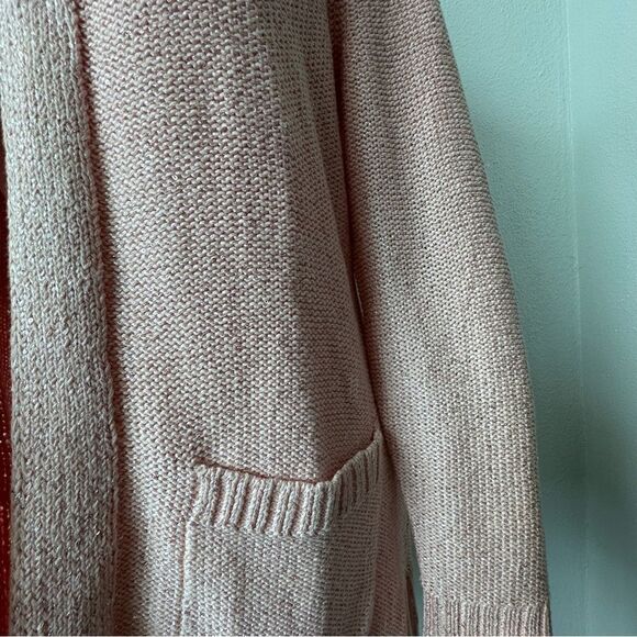 Isaac Mizrahi Live Pink Open Front Cardigan Metallic Pockets Sweater QVC M NEW - Picture 9 of 14